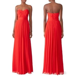 Badgley Mischka Red Faye Chiffon Formal Gown Dress Size 4 / Small (Retail $850)